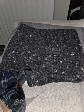 Astr Sequined Tweed Womens Shorts - Black